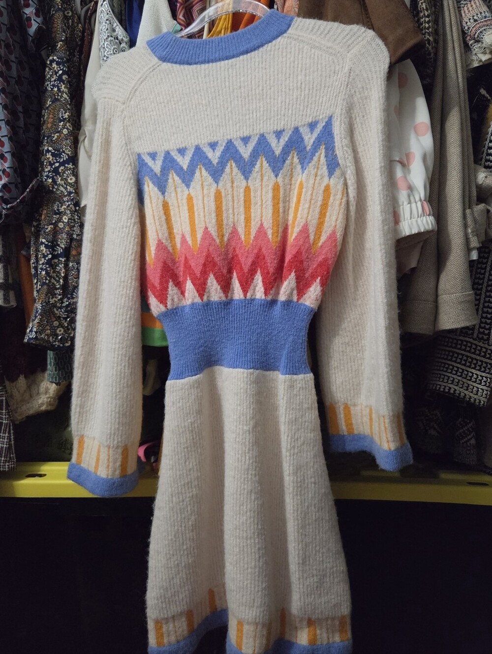 Longsleeve Winter Dress, Retro Fitted Warm